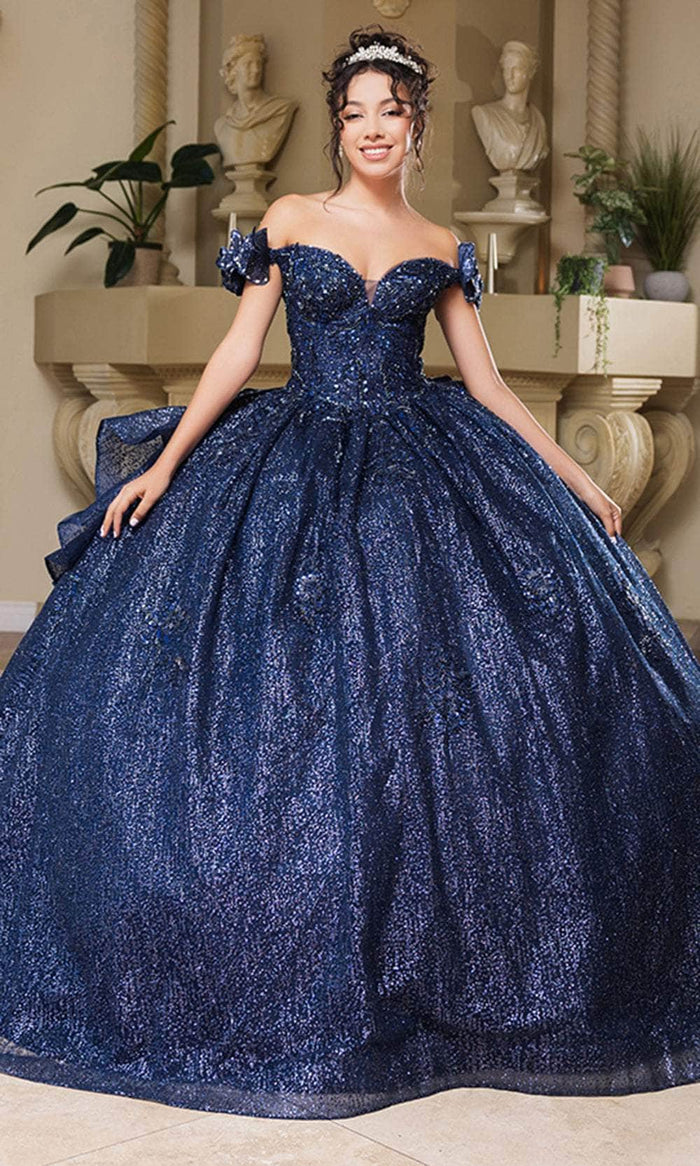 May Queen LK265 - Sequin Off-Shoulder Ballgown Quinceanera Dresses 2 / Navy