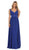 May Queen - MQ1225 Sleeveless Illusion Plunging A-Line Gown Bridesmaid Dresses 4 / Royal-Blue