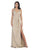 May Queen - MQ1469 Sleeveless Pleated High Front Slit A-Line Dress Bridesmaid Dresses 4 / Taupe