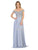 May Queen - MQ1602 V Neck Lace Applique Chiffon Long Formal Dress Formal Gowns 2 / Dusty-Blue