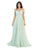 May Queen - MQ1602 V Neck Lace Applique Chiffon Long Formal Dress Formal Gowns 2 / Sage