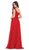 May Queen - MQ1602 V Neck Lace Applique Chiffon Long Formal Dress Formal Gowns