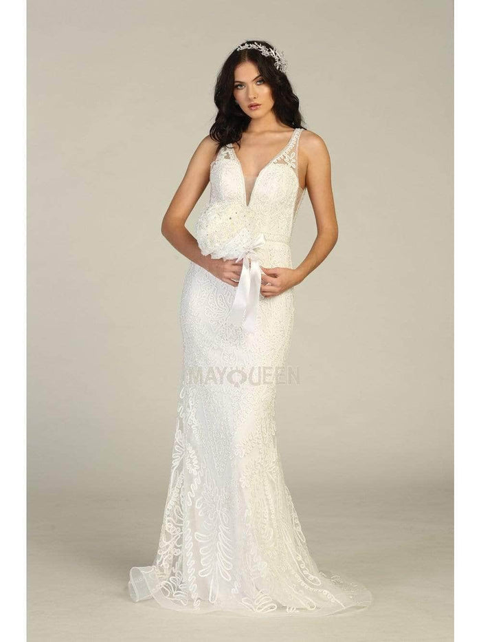 May Queen MQ1758 - Soutache Sheath Evening Gown Evening Dresses 14 / Ivory