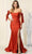 May Queen MQ1858 - Ruched Off Shoulder Evening Gown Prom Dresses 14 / Red