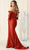 May Queen MQ1858 - Ruched Off Shoulder Evening Gown Prom Dresses 14 / Red