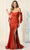 May Queen MQ1858 - Ruched Off Shoulder Evening Gown Prom Dresses 14 / Red