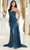 May Queen MQ1985 - Asymmetrical High Slit Evening Dress Evening Dresses 4 / Teal Blue