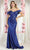 May Queen MQ2002 - Draped Sleeve Sheath Prom Gown Prom Dresses 4 / Royal