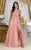 May Queen MQ2011 - Glitter A-Line Prom Dress with Slit Prom Dresses 2 / Dusty Rose