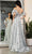 May Queen MQ2038 - Detachable Sleeve V-Neck Prom Gown Evening Dresses