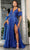 May Queen MQ2038 - Detachable Sleeve V-Neck Prom Gown Evening Dresses 4 / Royal