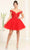 May Queen MQ2090 - Plunging Off Shoulder Cocktail Dress Special Occasion Dress 2 / Red