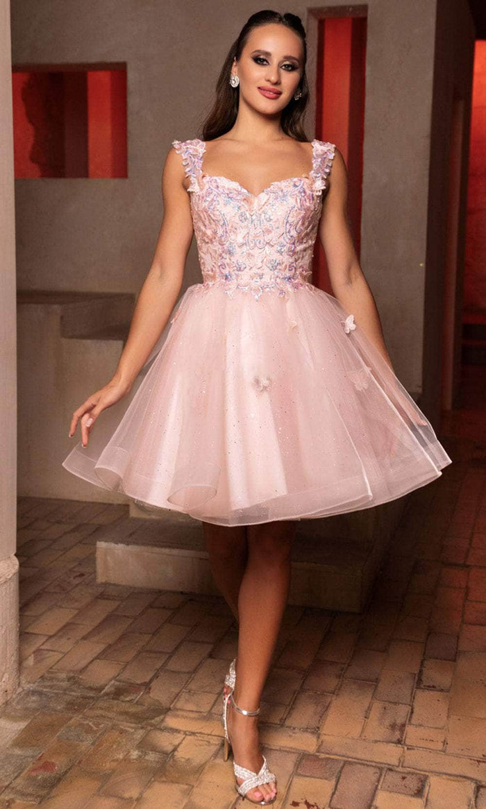 May Queen MQ2105 - Butterfly Sweetheart Cocktail Dress Homecoming Dresses 2 / Blush