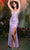 May Queen MQ2106 - Floral Fitted Evening Dress Prom Dresses 4 / Lilac