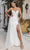 May Queen MQ2125 - Bead Plunging V-Neck Evening Dress Evening Dresses 4 / White