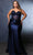 May Queen MQ2139 - Floral Sheath Evening Dress Prom Dresses 2 / Navy