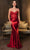 May Queen MQ2139 - Floral Sheath Evening Dress Prom Dresses 2 / Red