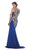 May Queen RQ-7434 - Embellished Cap Sleeve Evening Dress Special Occasion Dress 8 / Blue