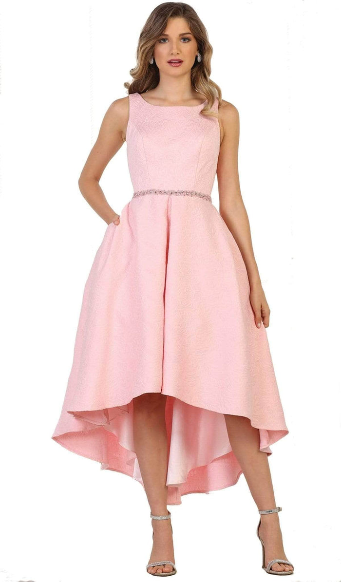 May Queen RQ7604 - Sleeveless High Low Cocktail Dress Graduation Dresses 4 / Blush