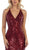 May Queen RQ7695 - Sequined Deep V-Neck Evening Dress Special Occasion Dress 6 / Burgundy