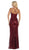 May Queen RQ7695 - Sequined Deep V-Neck Evening Dress Special Occasion Dress 6 / Burgundy