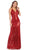 May Queen RQ7695 - Sequined Deep V-Neck Evening Dress Special Occasion Dress 6 / Burgundy