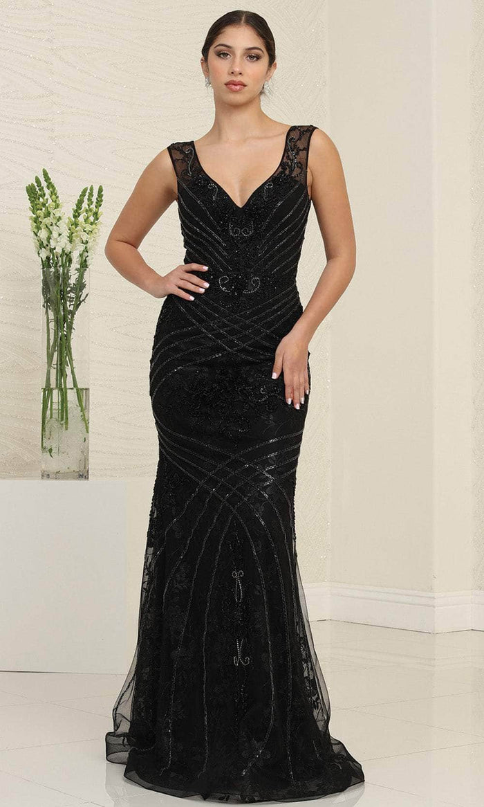 May Queen RQ8130 - Sleeveless Beaded Prom Dress Special Occasion Dress 6 / Black