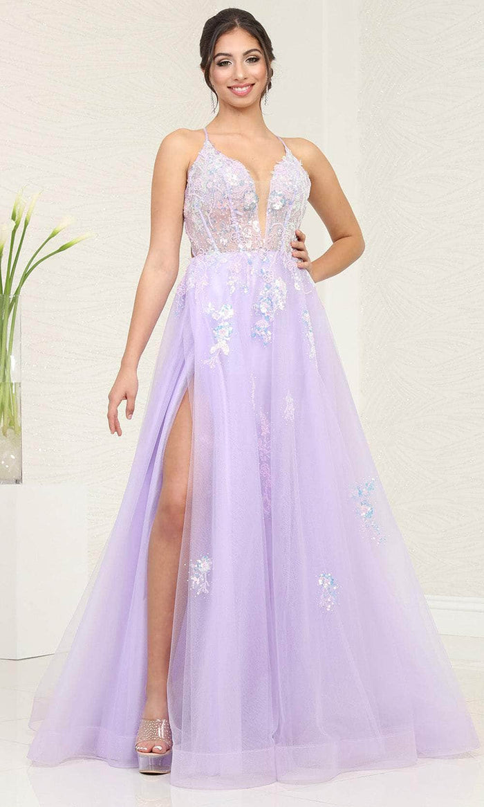 May Queen RQ8136 - Sequin A-Line Prom Dress Special Occasion Dress 2 / Lilac