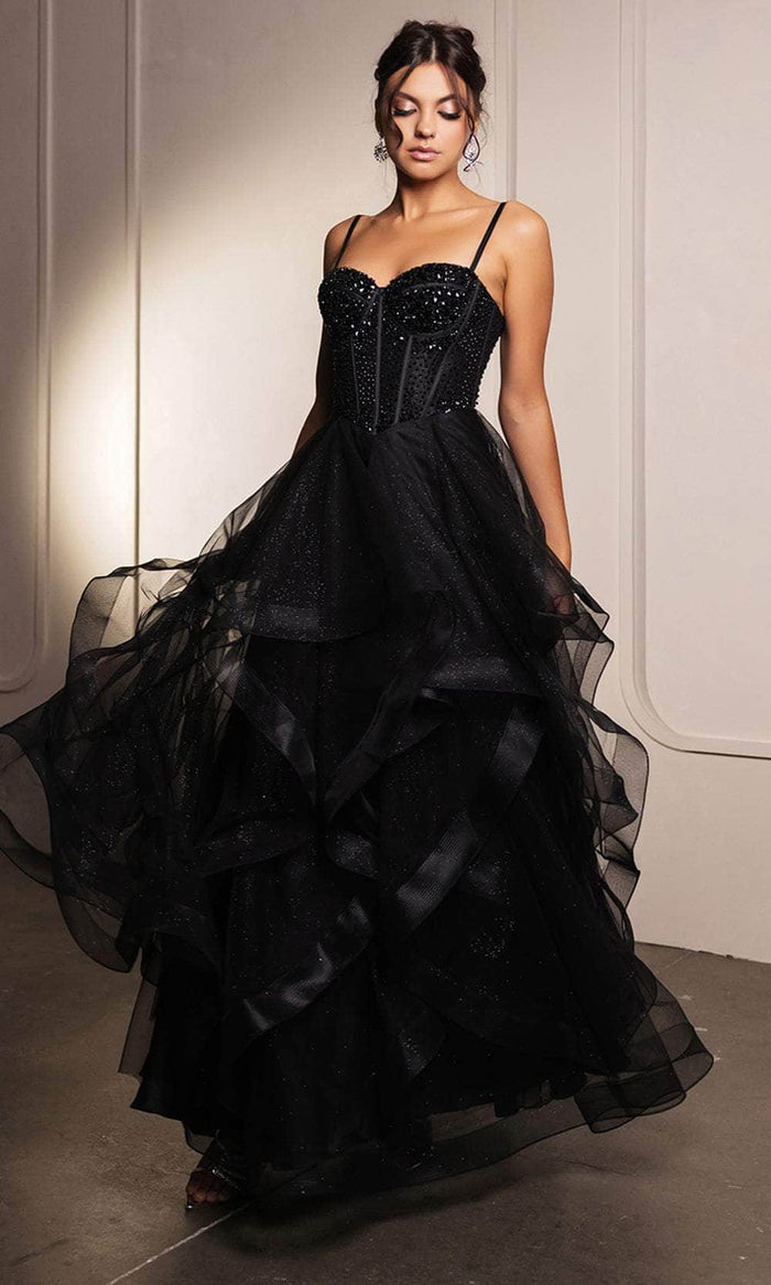 May Queen RQ8165 - Bead Embellished Corset Prom Gown Prom Dresses 2 / Black