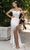 May Queen RQ8183 - Embellished High Slit Evening Dress Prom Dresses 2 / Ivory