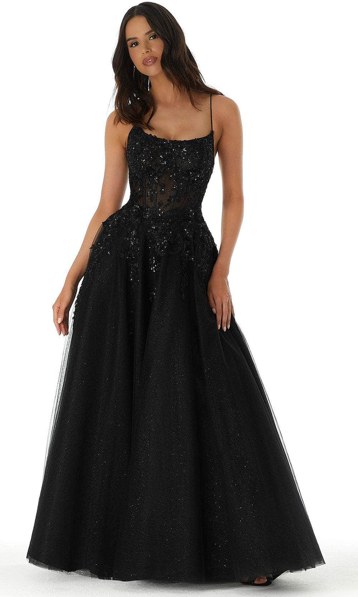 MGNY By Mori Lee 47083 - Scoop Neck Applique Prom Dress Prom Dresses 00 / Black