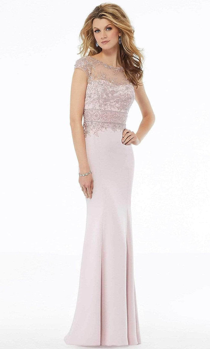 MGNY By Mori Lee 72127 - Embroidered Bateau Sheath Dress Mother of the Bride Dresses 2 / Blush