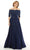 MGNY By Mori Lee 72220SC - Elbow-Length Sleeve A-Line Formal Gown Mother of the Bride Dresses 2 / Navy