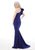 MGNY By Mori Lee 72235SC - Asymmetric Ruffled Detail Evening Dress Evening Dresses 12 / Sapphire