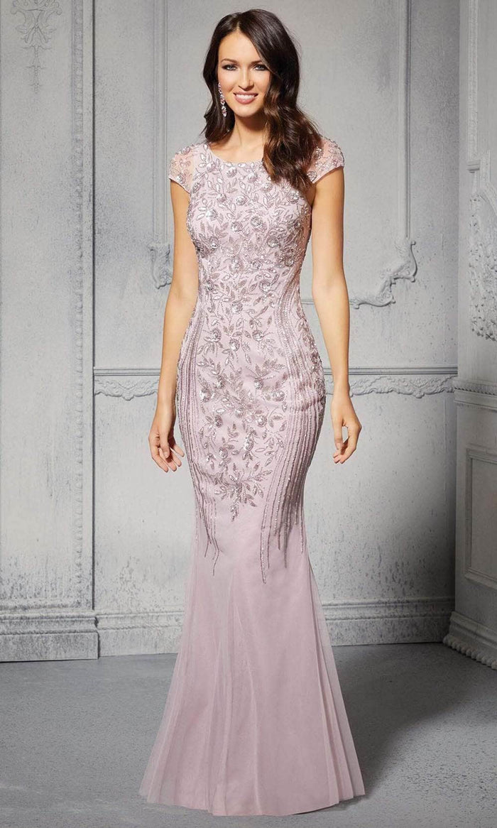 MGNY By Mori Lee 72405 - Cap Sleeve Keyhole Evening Dress Evening Dresses 00 / Dusty Rose