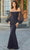 MGNY By Mori Lee 72721SC - Sheer Bishop Sleeve Evening Dress Evening Dresses 8 / Navy