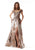 MGNY By Mori Lee 73008 - Metallic Evening Gown with Slit Special Occasion Dress