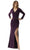 MGNY by Mori Lee 73010 - Long Sleeve V-Neck Evening Dress Mother Of The Bride Dresses 2 / Aubergine