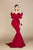 MNM Couture - 2328 Peplum Off-Shoulder Mermaid Evening Gown Evening Dresses 0 / Red