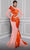 MNM Couture 2730A - Texture Draped Evening Gown Formal Dresses 4 / Orange