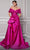 MNM Couture 2747A - Off Shoulder Overskirt Evening Gown Formal Dresses 4 / Fuchsia