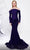 MNM Couture B1112 - Long Sleeve Corset Evening Gown Mother of the Bride Dresses 4 / Blue