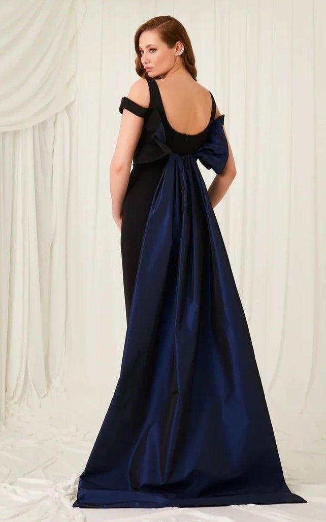 MNM Couture E0032 - Sweetheart Gown with Cape Formal Gowns 4 / Blue