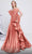 MNM Couture F02867 - Pleated Ribbon Evening Gown Formal Gowns 4 / Coral