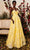 MNM COUTURE N0496 - Beaded Lace A-Line Evening Gown Special Occasion Dress 4 / Yellow