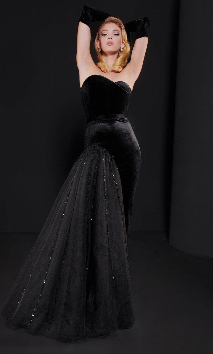 MNM COUTURE N0516 - Sweetheart Beaded Tulle Evening Gown Special Occasion Dress 4 / Black