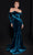 MNM COUTURE N0522 - Long Sleeve Seamed Evening Gown Special Occasion Dress 4 / Petrol