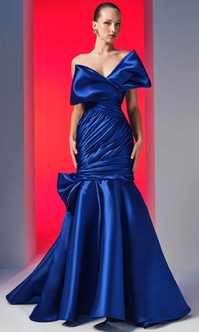 MNM Couture N0611 - Bow Bodice Mermaid Evening Gown Evening Dresses 4 / Royal Blue