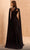 MNM Couture V02037 - Cape Sleeve Pleated Evening Gown Evening Dresses