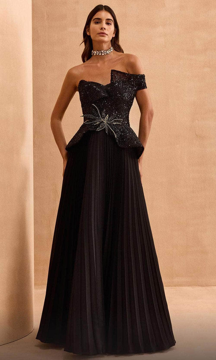 MNM Couture V07282 - Beaded Bodice Evening Dress Formal Dresses 0 / Black